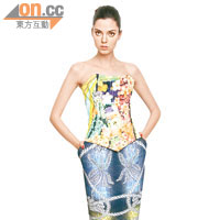 Mary Katrantzou corset $9,800、Peter Pilotto pencil skirt $7,100