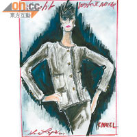 Chanel藝術總監Karl Lagerfeld筆下的草圖。