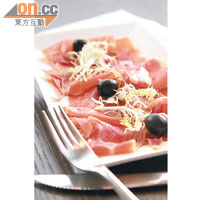 Thin Slices of 12 Months Serrano Ham $98：<br>選用西班牙風乾12個月Serrano Ham，充滿肉香脂香。