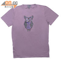 紫×灰色貓頭鷹圖案綴寶石上衣 $7,900