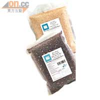 從泰國農民合作社直接入貨的有機黑米及糙米，是商店的主打貨品。糙米$82、黑米$92