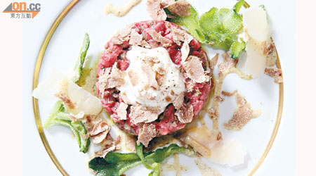 Harlan's Choice<BR>Prime Beef Tartare, Burrata Cheese and White Truffle Dressing $528（f）