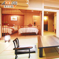酒店房間屬和洋合室，適合睡不慣「榻榻米」的遊客。
