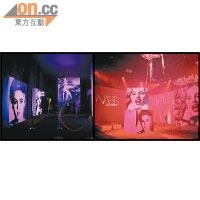 紫色和紅色成為會場布置的主題色調，配合Warhol的相片，襯托出另類的迷幻風。