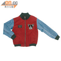 HeyJude紅底牛仔布袖Varsity Jacket $890（b）