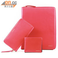 紅色羊仔皮iPad holder $6,290、紅色羊仔皮長形銀包 $4,090、紅色羊仔皮方形銀包 $2,230