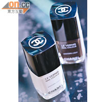 (前）Chanel HK Collection 白色甲油 $190<br>(後）Chanel Le Vernis #Eastern Light $190