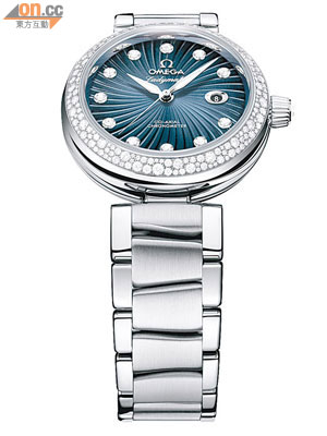 不銹鋼鑽石錶圈配深藍色錶面（不銹鋼錶帶款式）