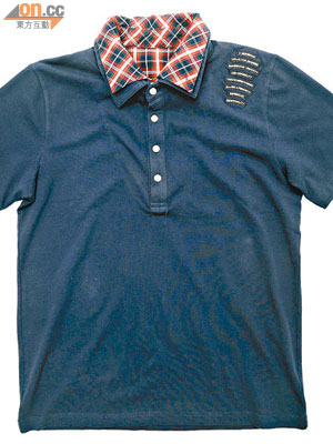 twistedmind深藍色格仔領Polo Shirt $595（c）