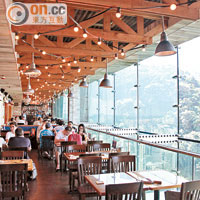 落地玻璃正好欣賞香港的美景，美食伴美景，努力讀書也是值得的。
