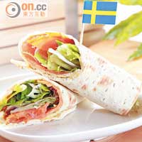 三文魚卷 $19<br>品牌在挪威有專門養殖場，三文魚質優又環保，以刁草、鹽糖等醃過後直送本地，成為美味來源。 