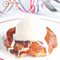 Apple Tarte Tatin<br>即叫即焗，將青蘋果焦糖化後與酥皮一起焗，最後加上雪糕，一冷一熱的口感，刺激味蕾。