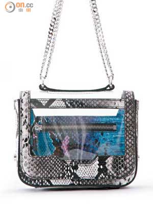 Sandro藍色蛇紋透明 Chain Bag $2,445（b）