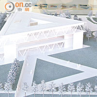 館內特闢一角介紹美術館的建築，透過縮小的展館模型，大家可對三角形結構有更深體會。