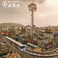 遊戲以西雅圖實景設計，地標Space Needle電視塔會在遊戲內現身。　