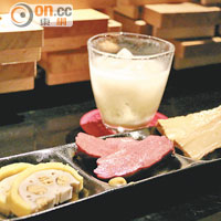 想叫小食送酒，這款熊本特產拼盤有煙燻馬肉、辛子蓮根及豆腐味噌漬，￥600（約HK$45）。