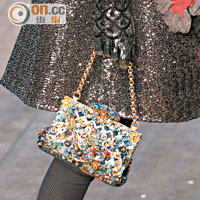 Dolce & Gabbana<br>Chain bag綴以琳瑯滿目的寶石裝飾，開合啪扣位是花形的寶石，與華麗的衣裳最匹配。