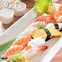 精選壽司盛 $58<br> 日本時令海產視乎來貨而定，大部分以牡丹蝦、油甘魚、三文魚及八爪魚等作主打，款式多又夠新鮮。