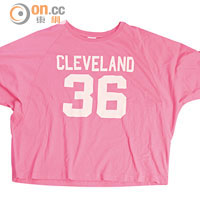 Champion粉紅×白色Cleveland 36Cropped Tee $299（c）