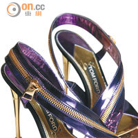 金屬紫色拉鏈裝飾高踭涼鞋 $11,450