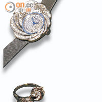 鑽石錶盤腕錶 未定價、雙主鑽鑽石戒指 $62,500、鑽石戒指 $35,000