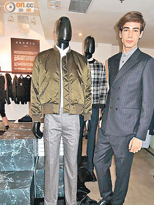男裝設計是摩登與復古混合，有傳統的西裝套裝外，還有型味的風衣。