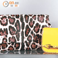 豹紋手袋　$16,900<br>黃色chain bag　$8,290