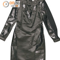 黑色仿皮拼接鏤空手袖連身裙 $3,520 