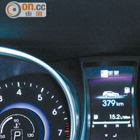 雙圈式儀錶板中間設屏幕顯示行車資訊。