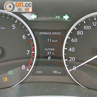 雙圈式儀錶板令駕駛者能清晰閱讀行車資訊。
