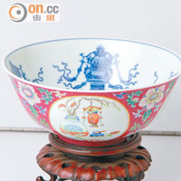 色彩豐富是清朝瓷品的特色，圖為道光時期的洋彩碗。