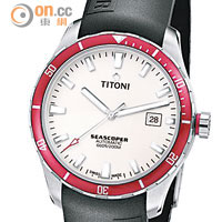 銀白錶面配以紅色單向旋轉鋁陽極電鍍錶圈，襯以黑色橡膠錶帶，非常適合作日常佩戴。 $9,500