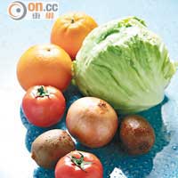 食用不同顏色的蔬果，有助促進腸道內益菌增長。
