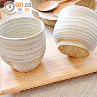 本地陶藝達人Yokky Wong製作的陶瓷杯，杯底有蓮藕圖案。$380/件
