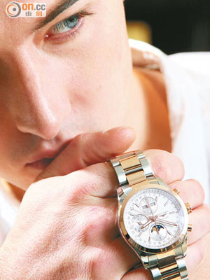 CONQUEST CLASSIC MOONPHASE玫瑰金鋼錶殼及錶帶、白色錶盤腕錶 $41,600