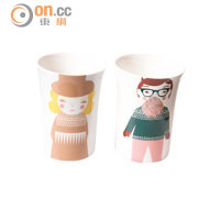 Donna & Wilson的男女造型水杯，展現蘇格蘭的趣味設計。DW Goldie Beaker $220/隻