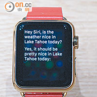可直接跟手錶內的Siri對話交流，包括查閱天氣等。