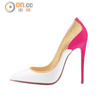 Christian Louboutin白 ×桃紅×金色高踭鞋 $7,300（J）