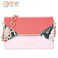 珊瑚色×粉紅色蛇皮紋手袋 $1,850