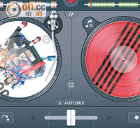 利用《djay 2》等DJ Apps，便能同時播放兩首曲目混音。