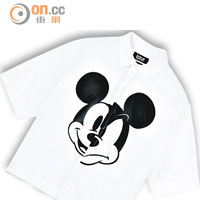 Mickey拼湊頭像Logo白色恤衫 $699