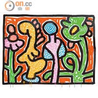 Keith Haring《Flowers #4 - Orange》 