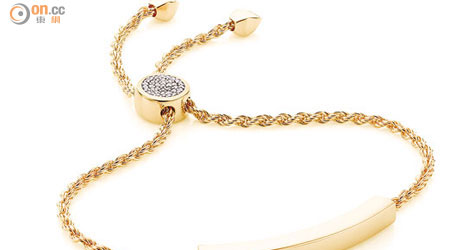 金色群鑲鑽石Linear手鏈 $4,000