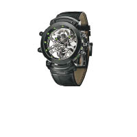 Tourbillon Saphir Ultranero黑色鈦金屬陀飛輪腕錶<br>53毫米黑色鈦金屬錶殼，搭載GG8000手動上鏈鏤空機芯，6時位置設有陀飛輪裝置，70小時動力儲存，限量30枚。$1,580,000