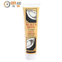 BURT'S BEES椰子足部修護霜 $208/123g（F）<br>含椰子油、羊毛脂和植物油，有效修復足部乾燥肌膚，配合迷迭香成分，更有效發揮紓緩疲倦功效。