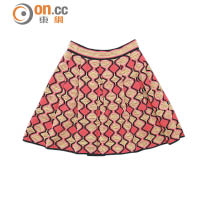 桃紅×橙色幾何圖案針織半截裙 $4,600