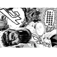 《One-Punch Man》中經常出現埼玉一拳KO怪物畫面。