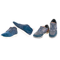 GEOX把AMPHIBIOX專利防水技術應用於運動鞋上，鞋履選用了柔軟的麂皮，配上藍及灰等多種顏色。款式的鞋底部分十分輕巧，並設有明顯的凹痕以加強靈活性，讓你在行走中感受到GEOX鞋履帶來的舒適感覺。