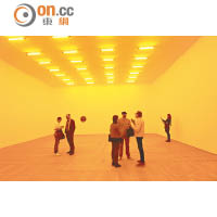 《Room for One Colour》挑戰觀眾的視覺常規，在放滿黃色燈的房間內，人人都成了懷舊默片的主角。