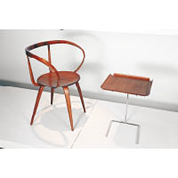 Pretzel Chair<br>椅背跟扶手呈現優雅的曲線，錐形向下的椅腳令整張椅子的比例更顯修長。